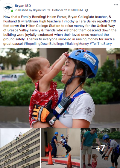 over the edge united way woman holding daughter & smiling