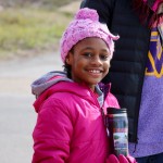 smiling girl in pink